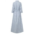 thumbnail image 4 of ZANZEA Women Turn-down Collar Striped Belted Button Down Maxi Dress, 4 of 9