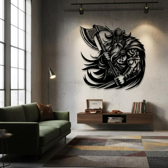 Viking Axe Warrior Metal Wall Art