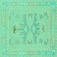 thumbnail image 1 of Ahgly Company Indoor Square Abstract Turquoise Blue Modern Area Rugs, 4' Square, 1 of 4
