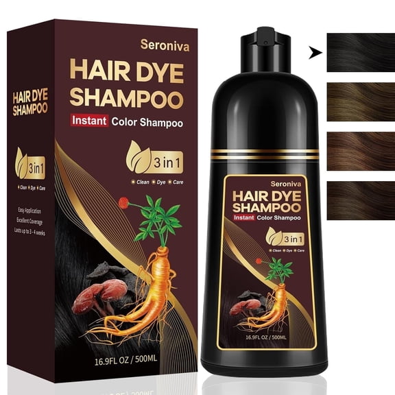 Black Hair Dye Shampoo 3-in-1: Hair Color Shampoo for 100% Gray Hair, Natural Black Shampoo Hair Dye for Women & Men 500 Ml