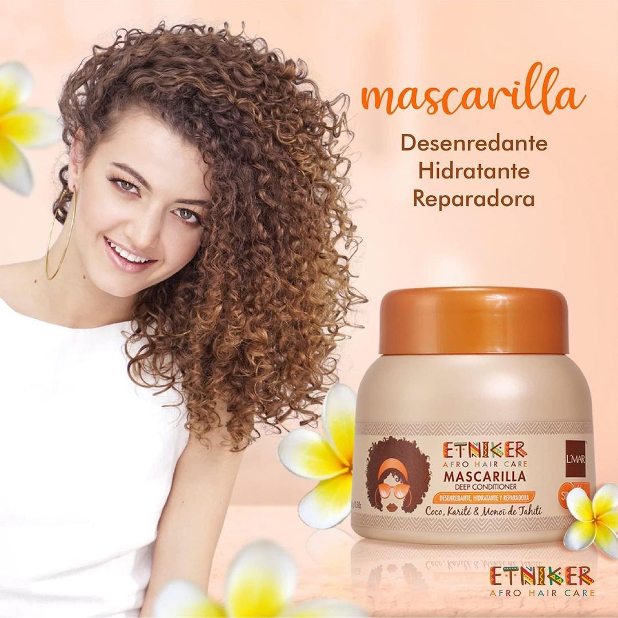 ETNIKER Afro-textured, Curly & Wavy hair Wash Kit: Styling Cream, Nourishing Shampoo, and Deep Conditioning Mask with Coconut, Shea Butter & Monoi Oil. Free S&S Mineral Oil, Parabens (3piece Set)