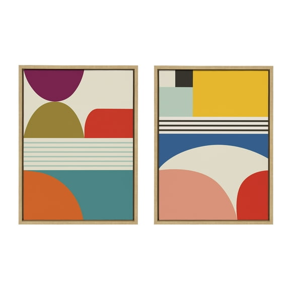 Rachel Lee of My Dream Wall Mid Century Modern Patterns Set of 2, 18x24 Framed Canvas Wall Art Set by Bellamy