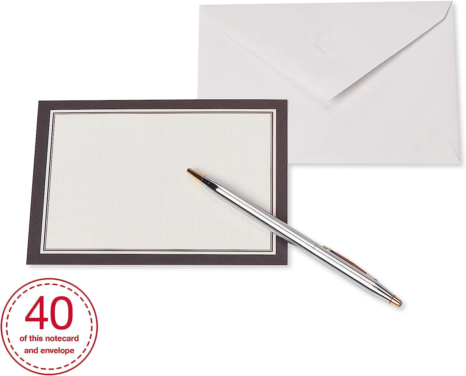 American Greetings Single Panel Blank Cards with Envelopes, White with Black Border (40-Count)