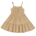 thumbnail image 5 of LTTVQM Cute Dresses for Girls Size 13-14 Summer Casual Solid Color Sleeveless Ruffle Hem Midi Dress Vacation Sundress Trendy Church Dress Khaki 13-14 Years, 5 of 6