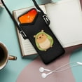 thumbnail image 2 of ZIATUBLES Neoprene Cellphone Crossbody Bag Portable Phone Sleeve Case with Adjustable Strap and Hook Loop Fastener Stylish Phone Purse, 4 X 8 Inch, Cartoon Capybara Green Dress Black, 2 of 7