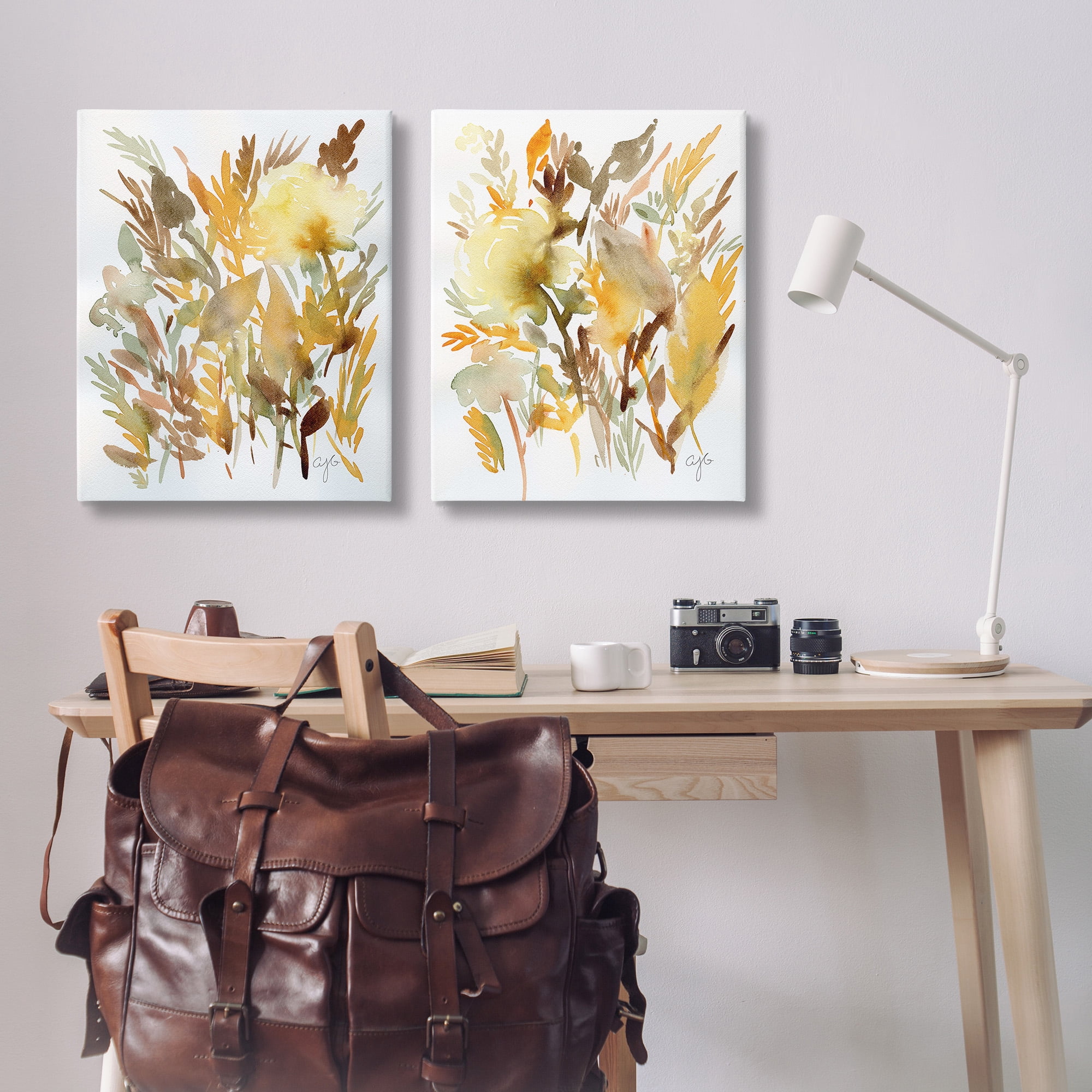 Stupell Industries Country Wheat Abstraction Botanical & Floral Painting Gallery Wrapped Canvas Art Print Wall Art, 24 x 30, Set of 2