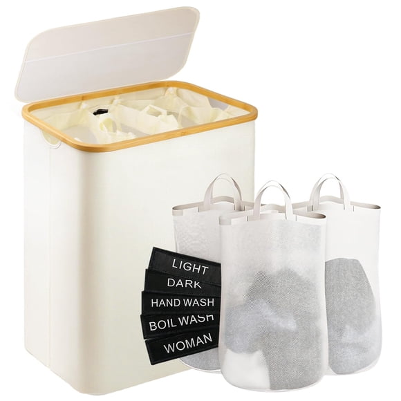 Cesto Para Ropa Sucia de 160L, Tapa Cesto de la Ropa Plegable con Tapa Con 3 Bolsas de Lavandería Extraíbles, Para Almacenamiento y Organización, Adecuado Para Viajar,
