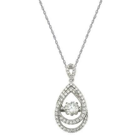 Jay Heart Designs 925 Sterling Silver Simulated White Diamond Dancing Drop Pendant