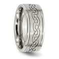 thumbnail image 4 of Chisel Stainless Steel Brushed and Polished Scroll Design 9mm Ridged Edge Band, 4 of 6