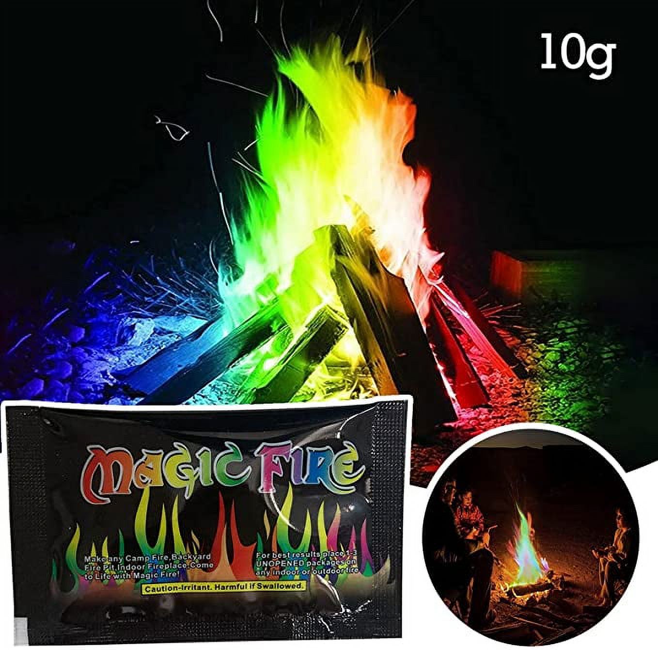Poudre Colorante Pour Flammes Arc-en-ciel – 10 Sachets, Usage Extérieur, Pour Feux De Camp Et Fêtes