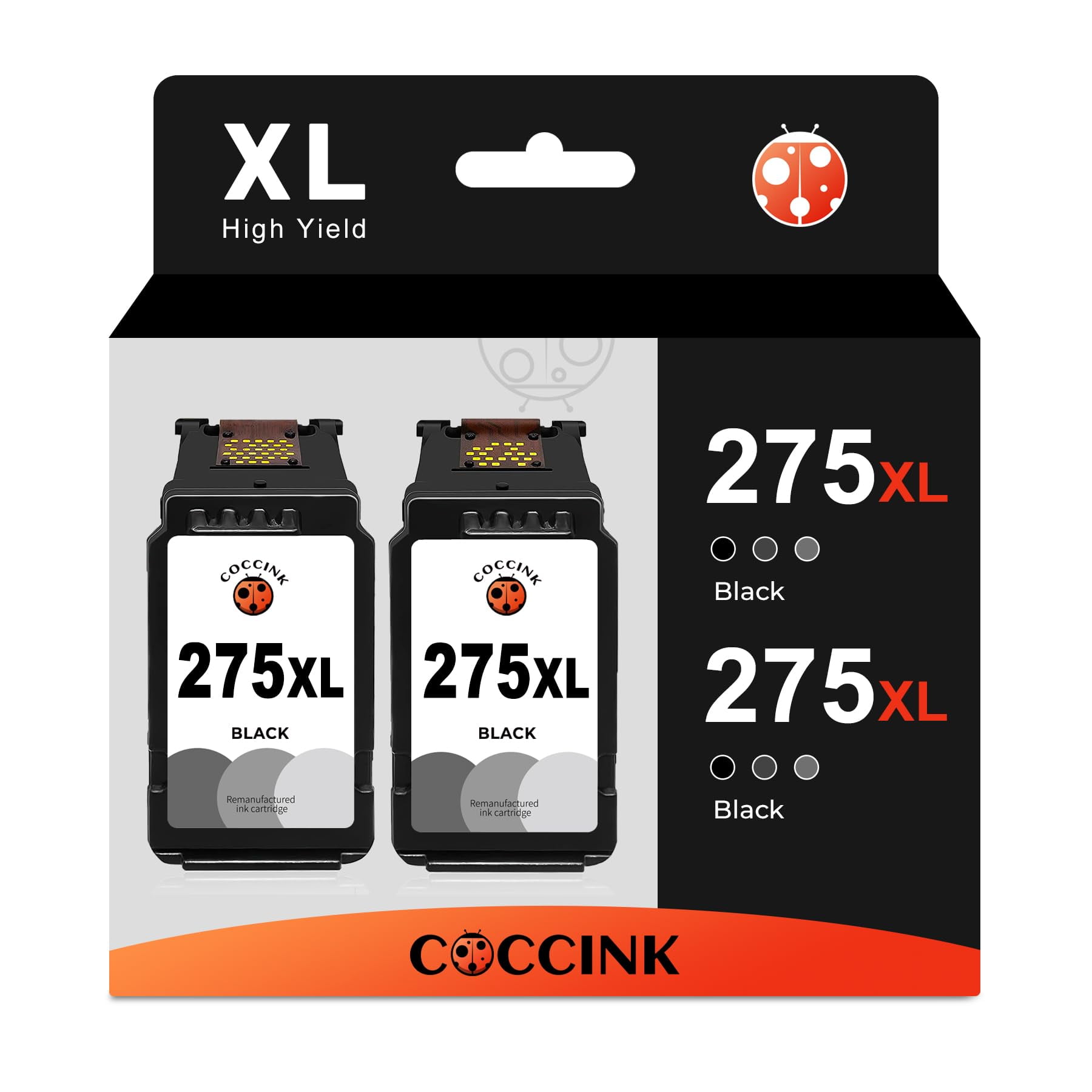 COCCINK 275XL Black Ink Cartridges for Canon Pixma TS3720 TS3722