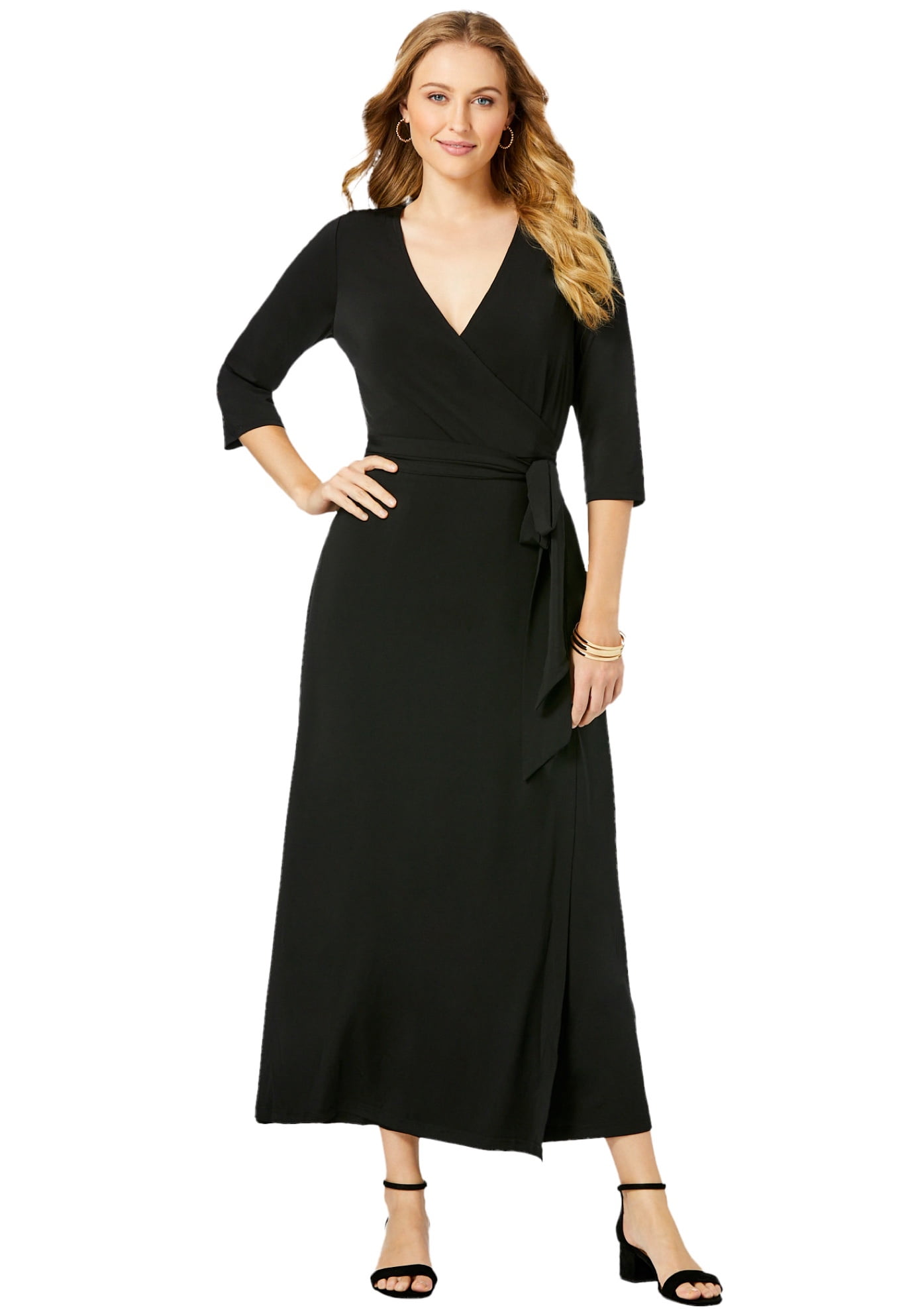 plus size faux wrap maxi dress