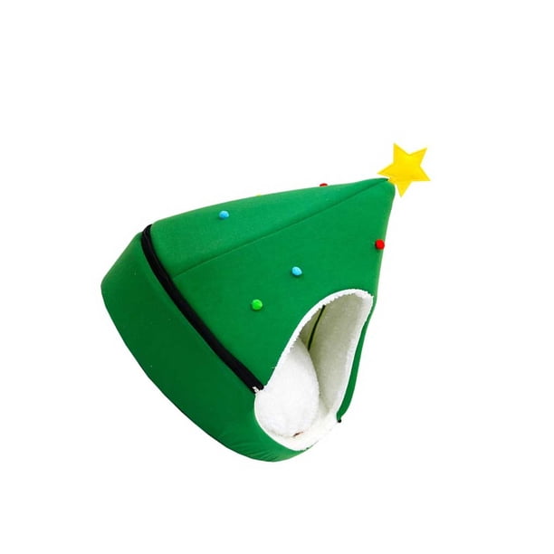 Bewildely árbol de Navidad, cama para mascotas, bonita tienda de campaña y cálida, ligera, agradable a la piel, transpirable, casa nido Kits de decoración para fiestas Verde Bewildely HA044037-01