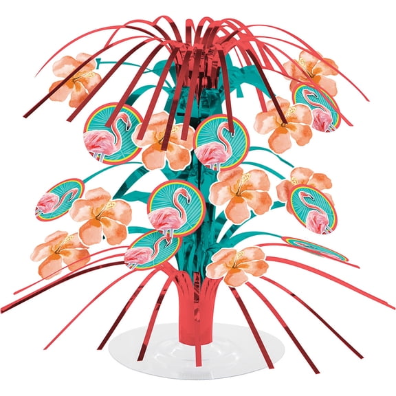 Island Oasis Mini Foil Centerpiece Cascade Summer Luau Pool Party Flamingos