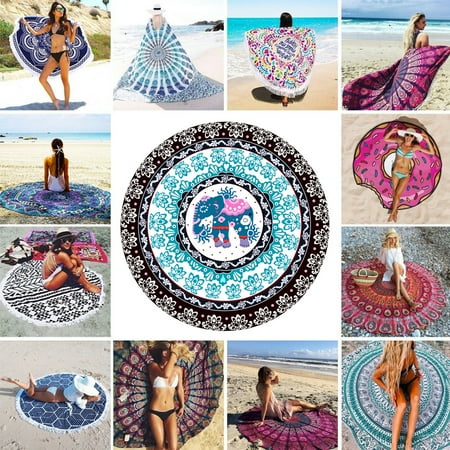 Round Beach Rugs CUH Beach Towel Travel Round Bohemian Round Hippie Indian Tapestry Roundie Mandala Mat NEW ()