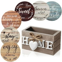 Wood Heart Coasters Housewarming Gifts for Decoration Farmhouse Coasters with Holder for Family Coffee Table Protection 4" 6 Pcs