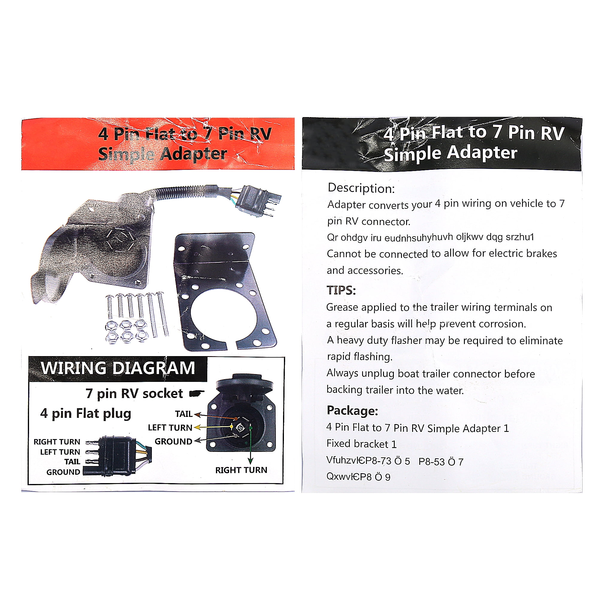 ⑦CAR ADAPTER 第4世代 MAX OEM Unique Bargains 4 Pin to 7 Pin 4 Wire Trailer Plug Adaptor