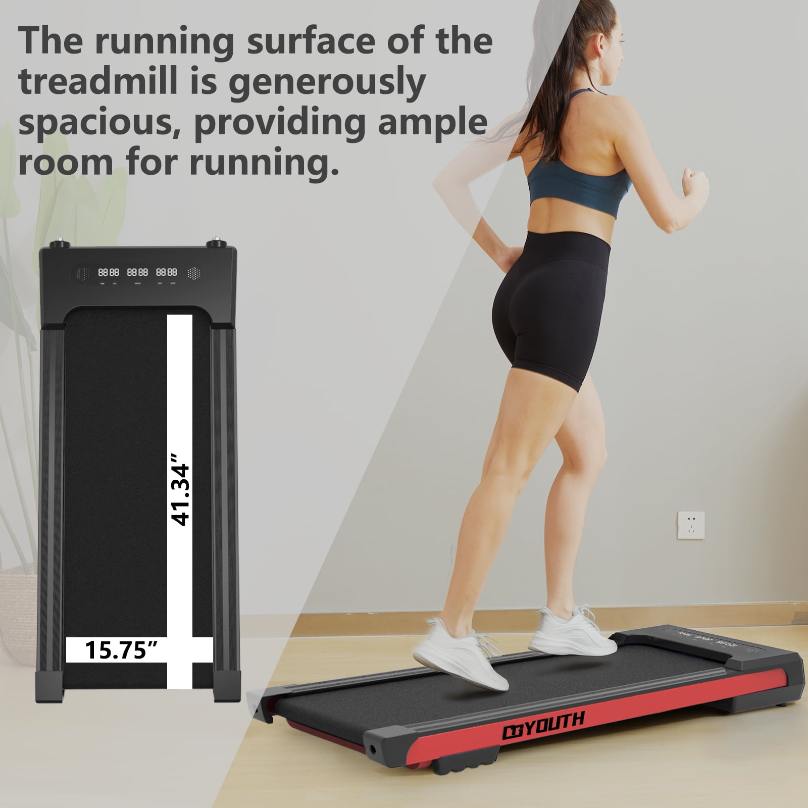 GOYOUTH Walking Pad, Under Desk Treadmill for Home&Office, Exercise Treadmill 300 lbs Weight Capacity,Speed Range ‎0.5-6 kph