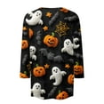 thumbnail image 4 of Women's Cute Halloween Shirts Pumpkin Ghost Print 3/4 Sleeve Tops Henley V Neck Graphic Tees Fall Shirt, 4 of 5