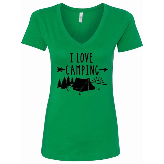 Inktastic I Love Camping Tent and Trees Women's V-Neck T-Shirt