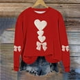 thumbnail image 3 of Sweatshirts for Womens Valentine's Love Heart Bow Printed Shirts Long Sleeve Round Neck Blouses Valentine's Day Sweater Pullover Tops Plus Size, 3 of 5