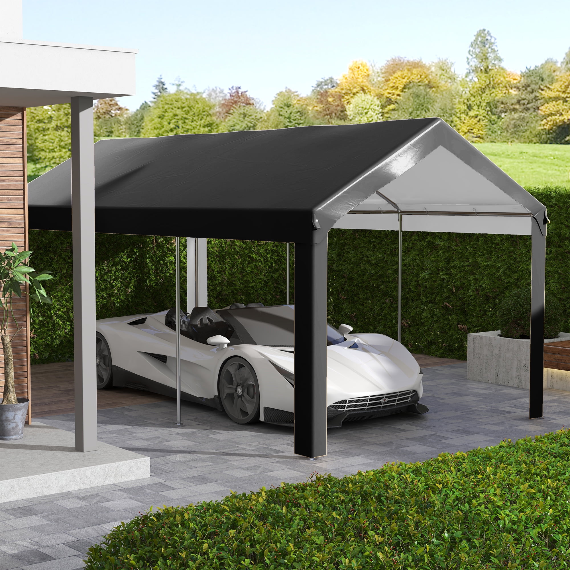 Homiyad 19.6' x 9.7' Carport Roof, UV Resistant Canopy Replacement, Fits 84C-378V00 and 84C-206 Series, Dark Gray