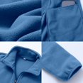 thumbnail image 5 of Women's High Neck Fleece Jacket, Lightweight Winter Coat, Soft Long Sleeve Zip Up, 4 Pocket Casual Outerwear, Solid Color Fleece Jacket Light Blue XXXL, 5 of 5