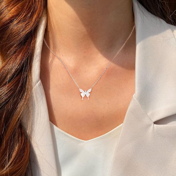 Dainty Butterfly Pendant Necklace For Women 18K Gold Filled Minimalist Cubic Zirconia Butterfly Pendant Cute Gold Chain Necklaces For Women[o7105]