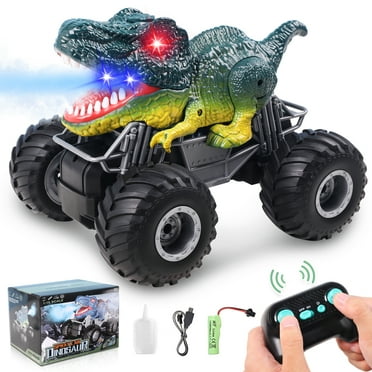 Remote Control Dinosaur Car, 2.4Ghz RC Truck, Electric RC Car Toys with Light & Sound Spray Gift for 3-8 Year Olds Kids