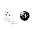 thumbnail image 1 of 1 Pair Men's Letter Cufflink Wedding Formal Initial Alphabet suit cufflink letter cufflink Stainless Steel Cufflink, Letter W, 1 of 8