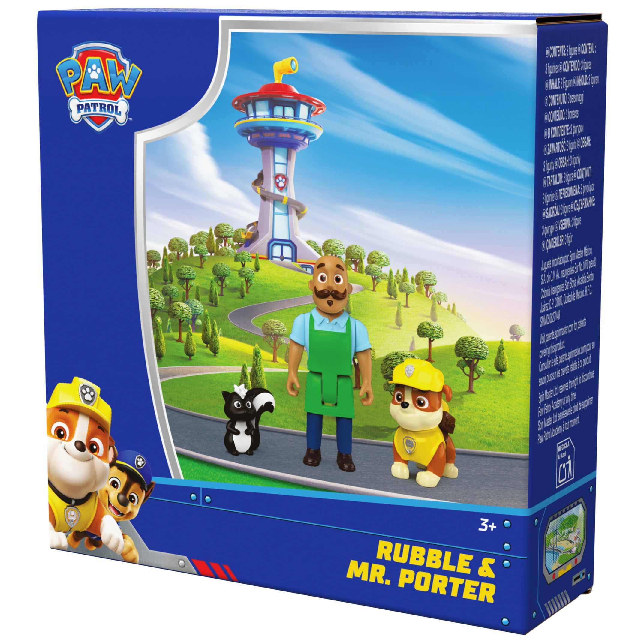 PAW Patrol Rubble & Mr. Porter Figure Pack with Skunk Toy Figure, for Kids 3+