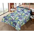 thumbnail image 4 of Ambesonne Floral Fitted & Flat Sheet with Shams 4 Pcs Set, Print of Blooming Flowers, Queen, Lavender Blue Pale Green, 4 of 5