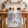 thumbnail image 2 of Table Runner 120 Inches Long for Kitchen Dining, Watercolor Flowers Dresser Scarf Farmhouse, Dining Table Decorations for Wedding/Parties, Spring Hummingbird Butterflly Floral 13 x 120 In, 2 of 8