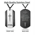 thumbnail image 2 of REVEMCN Black Silver Stainless Steel Bible Verse Cross Dog Tag Pendant Necklace for Men, 24-28 Inches Chain (24, Joshua 1:9 - Black), 2 of 3