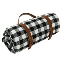 AuroraX Waterproof & Sandproof Picnic Blanket Outdoor Foldable Large(60" x 80") Portable Thickened 3-Layer Padded Picnic Blankets with Leather Handle Washable Beach Mat for Camping Grass Park Travel