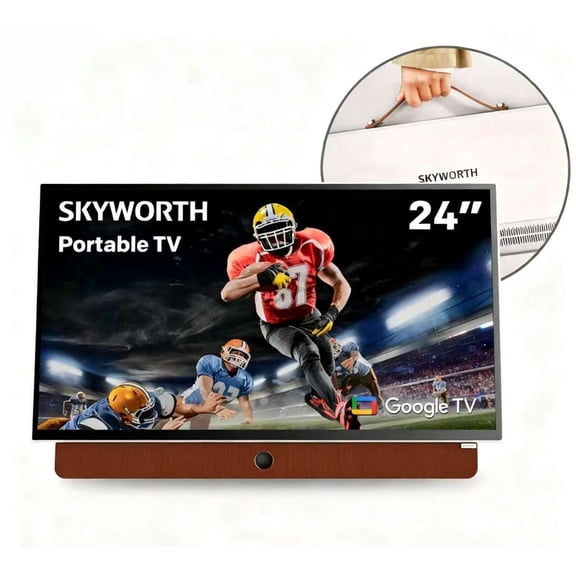 SKYWORTH 24" Portable Smart Google TV, LED Full HD Battery TV