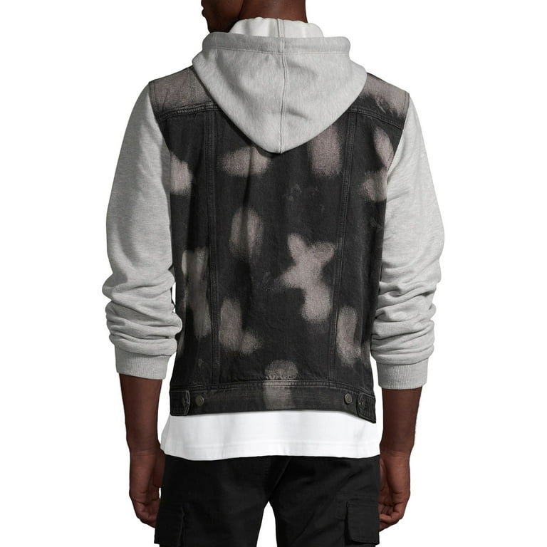 No Boundaries Men s and Big Men s Hooded Denim Jacket up to Size