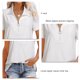 thumbnail image 5 of Blusa Cremallera Cuello En V Abertura Lateral Color Puro Casual Suelto Manga Corta Tops para Mujer Blanco XL, 5 of 6