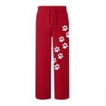 thumbnail image 5 of Sentmoon Pantalon Grand de Détente pour Femmes Taille Haute Élastique Pantalon Grand Ample Couleur Unie Extensible pour Course Automne Décontracté pour Sorties de Fin de Semaine Rouge G, 5 of 5