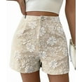 thumbnail image 2 of Women'S Floral Jacquard Shorts High Waisted Boho Summer Shorts with Pocket Apricot XXL, 2 of 8