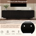 thumbnail image 6 of Youmumeub Wavy Door TV Cabinet for 75" TVs — Modern Retro Black Media Console with Natural Wood Grain Veneer, Sturdy MDF & Particle Board Base, Anti-Tip Device Included, 6 of 20