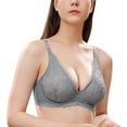 thumbnail image 6 of Wingslove Women's Sexy Sheer Lace Bra Underwire Unlined Plunge See Through Push Up Full Coverage Bra,Grey 36B, 6 of 7