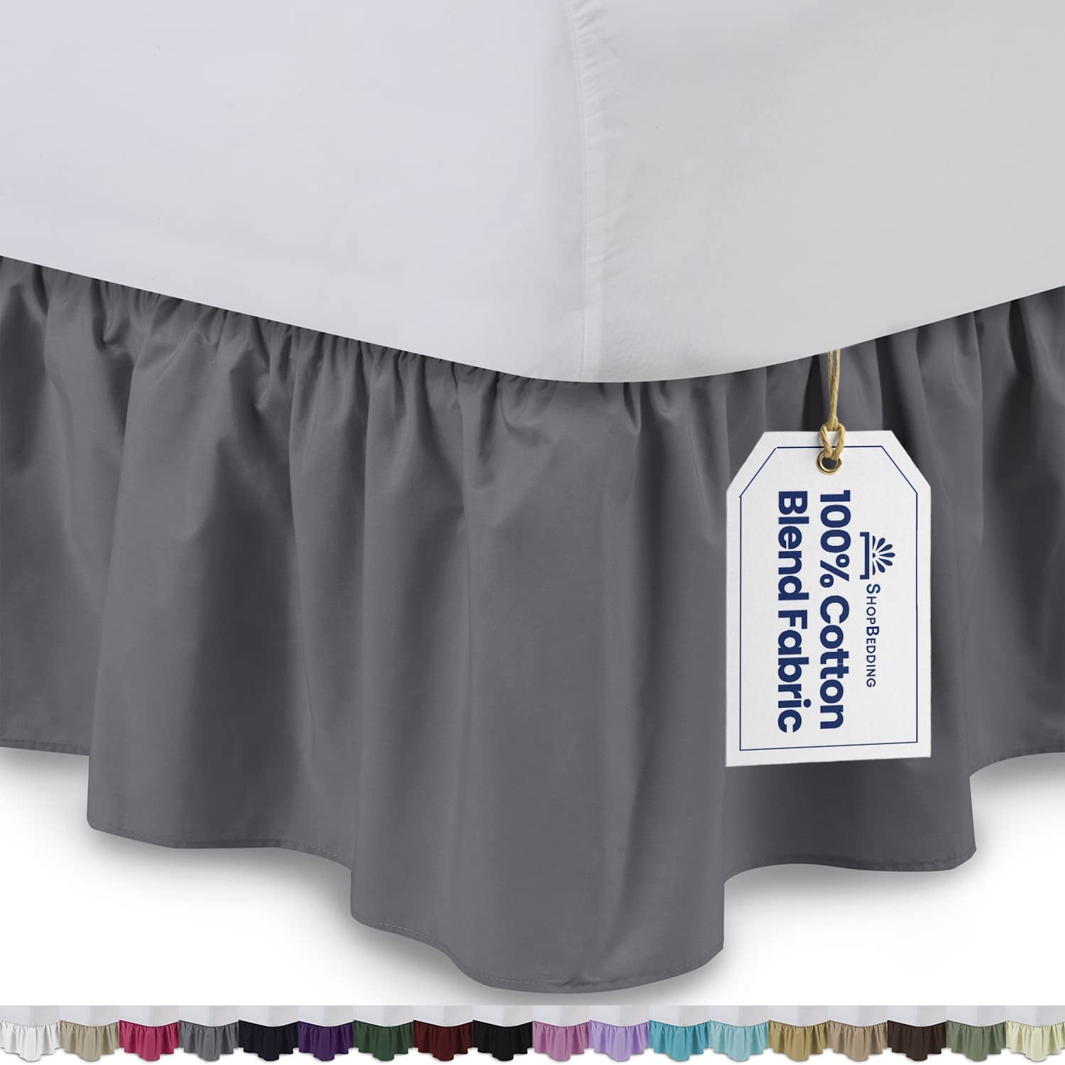 Extra Wall Bedskirt- -3 Sided Coverage-1000 TC 100% Cotton-White Solid_.£ 