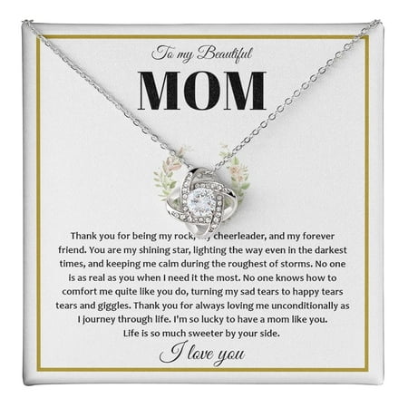To My Mom Necklace - Meaningful To Mom From Son Without You There Is No Me I Love You Necklace, Sentimental Mother'S Day Mother'S From Son, Unique Moms Birthday Ideas#10 #180, Gold Love Knot Necklace