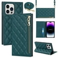 thumbnail image 1 of Nalacover Crossbody Wallet Phone Case for iPhone 14 Pro Max,Premium PU Leather Magnetic Closure Flip Stand Card Holder Zipper Pocket Purse Phone Case with Shoulder Strap,Green, 1 of 11