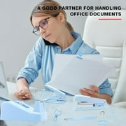 Blue Office Supplies, Desk Organizers and Accessories Office Supplies with Stapler, Tape Dispenser, Staple Remover, Staples, Clips, Hole Punch and Tabs