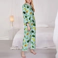 thumbnail image 2 of KLL Avocado Flowers And Leaves Print Women's Long Sleeve Pajamas with Pants Sleepwear Loungewear 2 Set-, 2 of 8