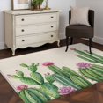 thumbnail image 3 of Green Cactus Tropical Area Rugs 2.7'x5', Washable Small Throw Rugs for Kitchen Bedroom, Summer Vintage Botanical Indoor Outdoor Rug Non-Slip Low Pile Carpet Runner Reversible Floor Mats, 3 of 8