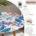 thumbnail image 3 of Spring Floral Round Tablecloth for 55-60 Inch Tables,Fitted Table Cover with Elastic Edge,Watercolor Colorful Summer Botanical Waterproof Outdoor Table Cloth Protector for Patio Garden Dinner Picnic, 3 of 9