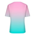 thumbnail image 5 of iHengLiXing Summer Tops for Womens Dressy Casual Women's Summer Fashion Gradient Print-neck Casual Short Sleeved Top Short Sleeved-neck Top/Shirt Pink XL, 5 of 5